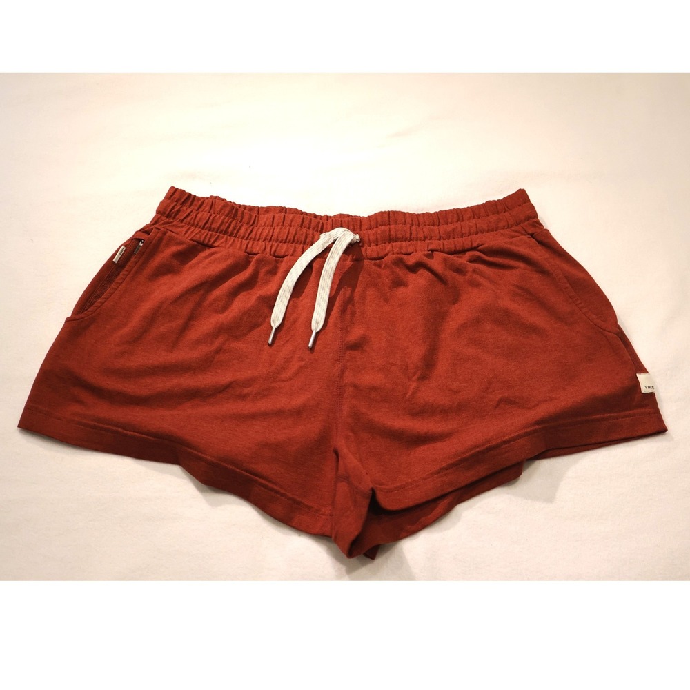 Vuori Womens Athletic Shorts Rust Terracotta Drawstring Zip Pocket Soft Lounge